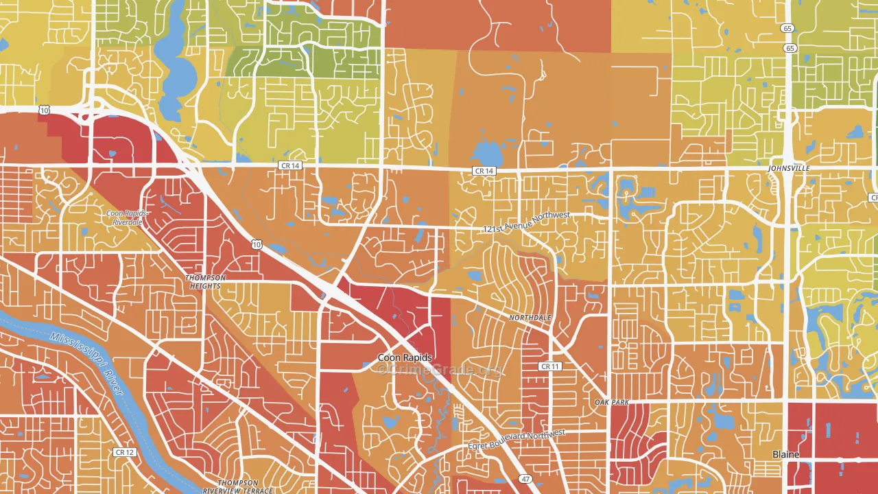 55448, MN Map of Vehicle Theft Rates