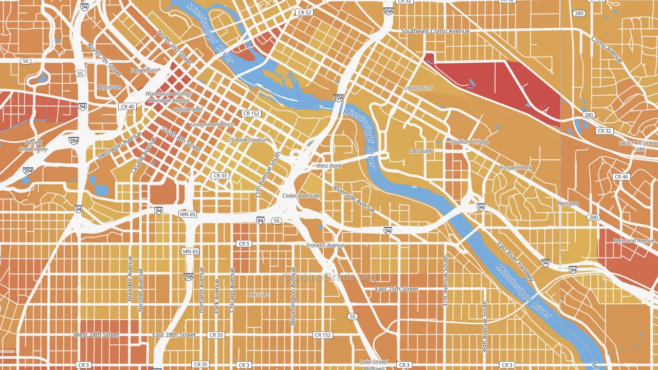 55454, MN Map of Vehicle Theft Rates