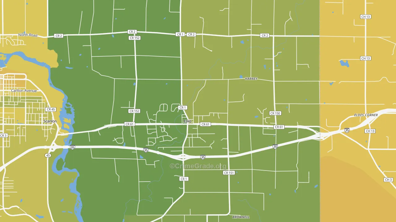 55733, MN Map of Vehicle Theft Rates