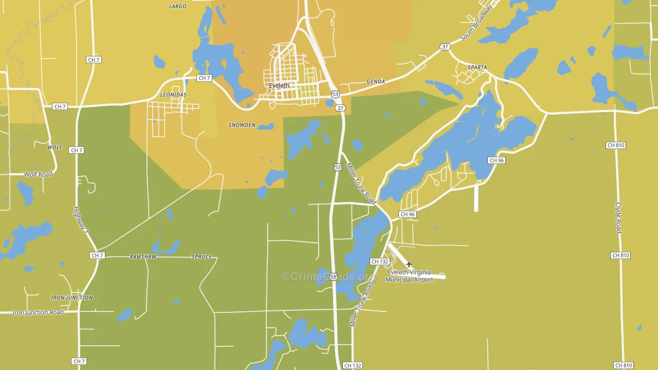 55734, MN Map of Vehicle Theft Rates
