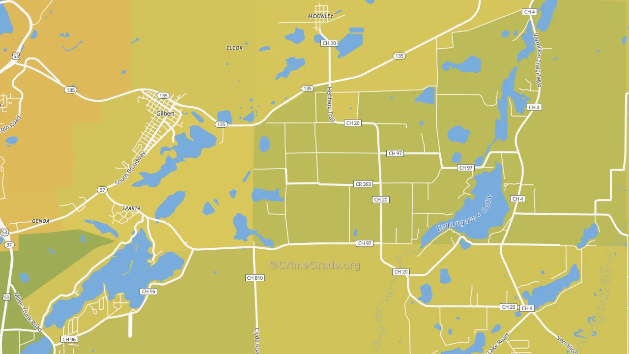 55741, MN Map of Vehicle Theft Rates