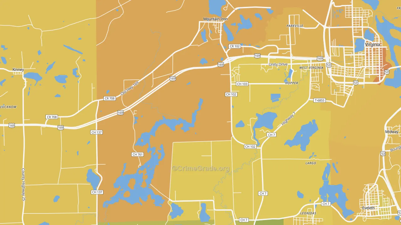 55768, MN Map of Vehicle Theft Rates