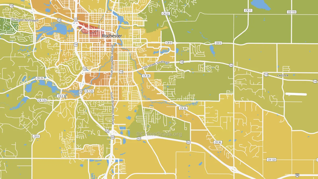 55904, MN Map of Vehicle Theft Rates