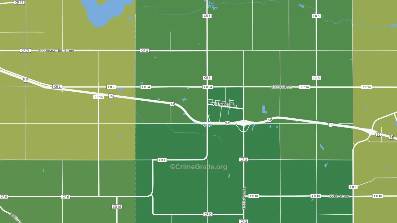 55924, MN Map of Vehicle Theft Rates