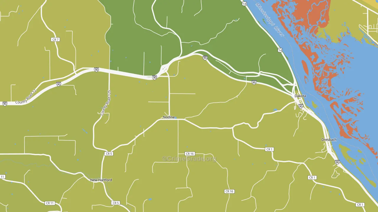 55925, MN Map of Vehicle Theft Rates