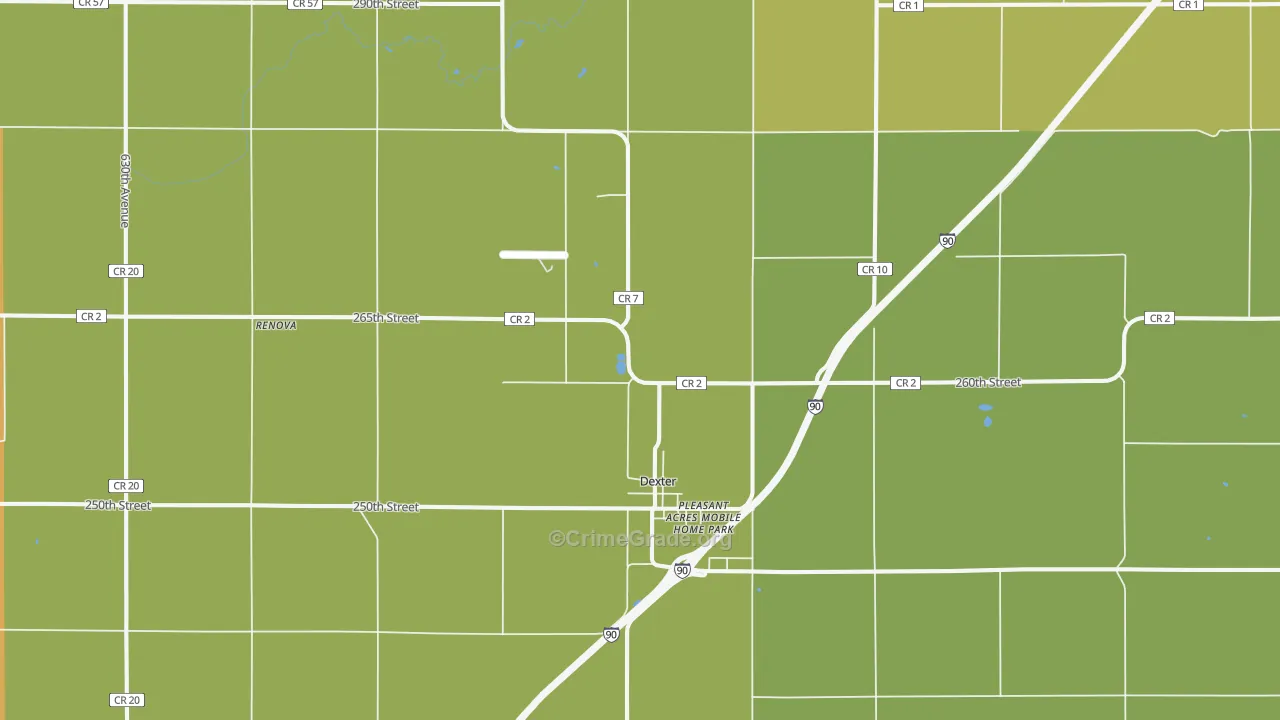 55926, MN Map of Vehicle Theft Rates