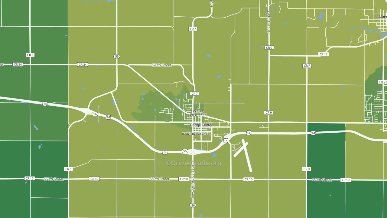 55927, MN Map of Vehicle Theft Rates