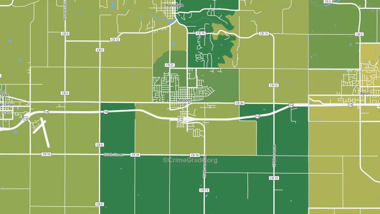 55944, MN Map of Vehicle Theft Rates