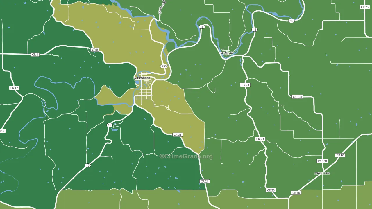 55949, MN Map of Vehicle Theft Rates