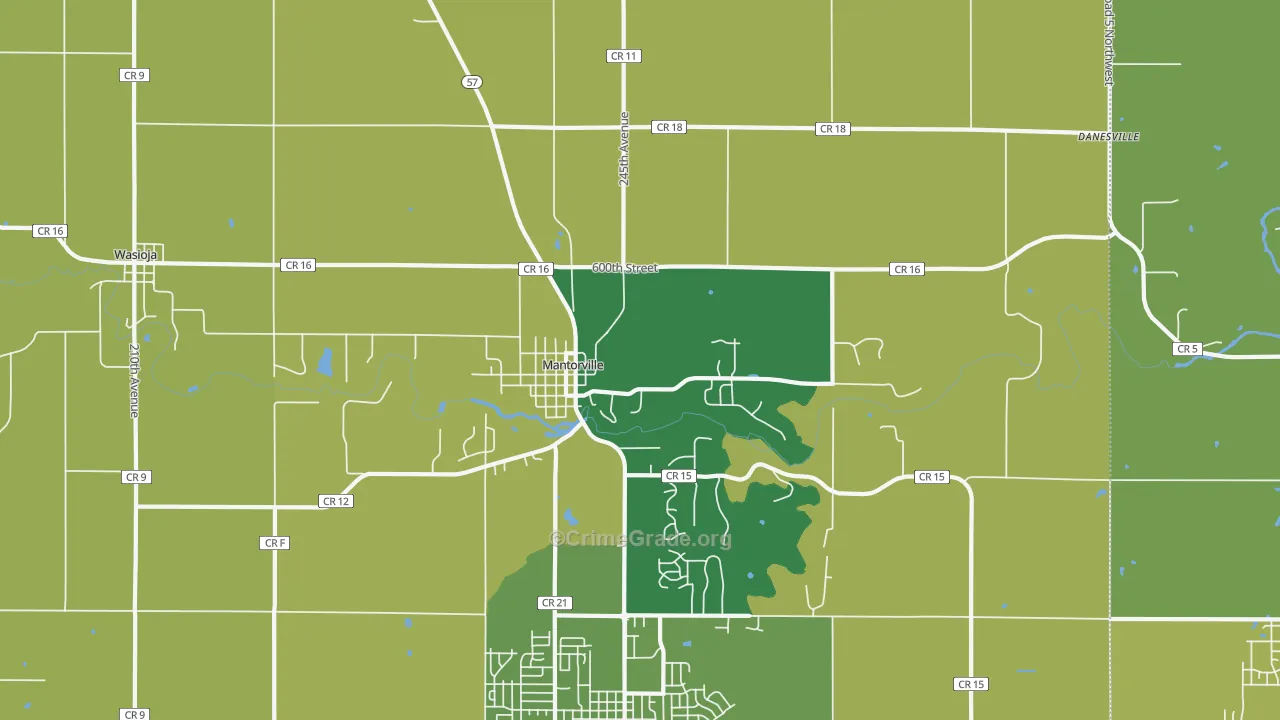 55955, MN Map of Vehicle Theft Rates