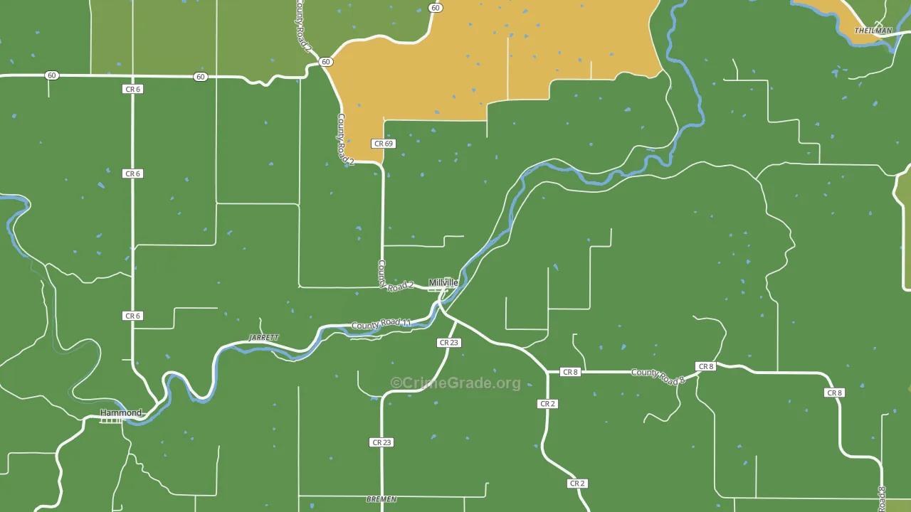55957, MN Map of Vehicle Theft Rates
