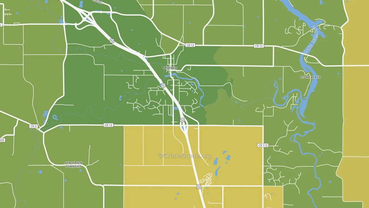 55960, MN Map of Vehicle Theft Rates