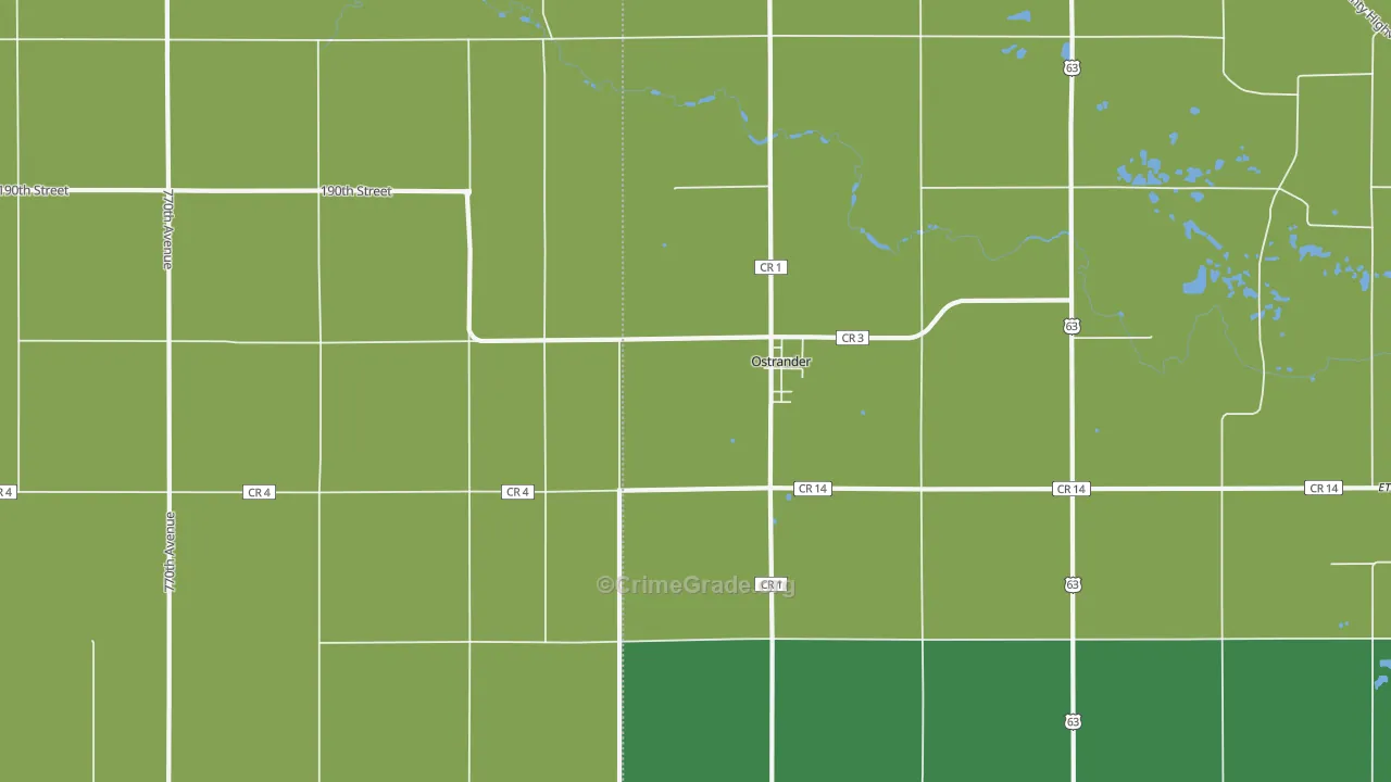 55961, MN Map of Vehicle Theft Rates