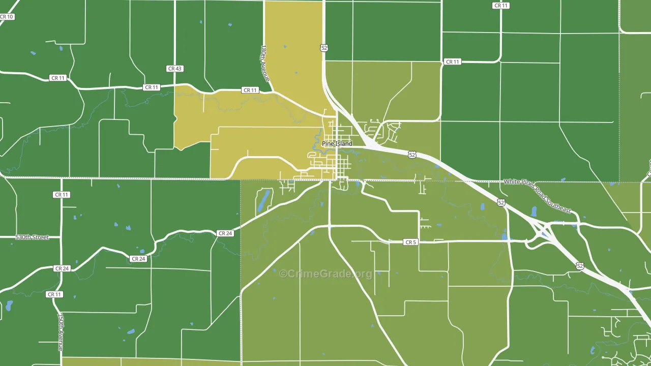 55963, MN Map of Vehicle Theft Rates