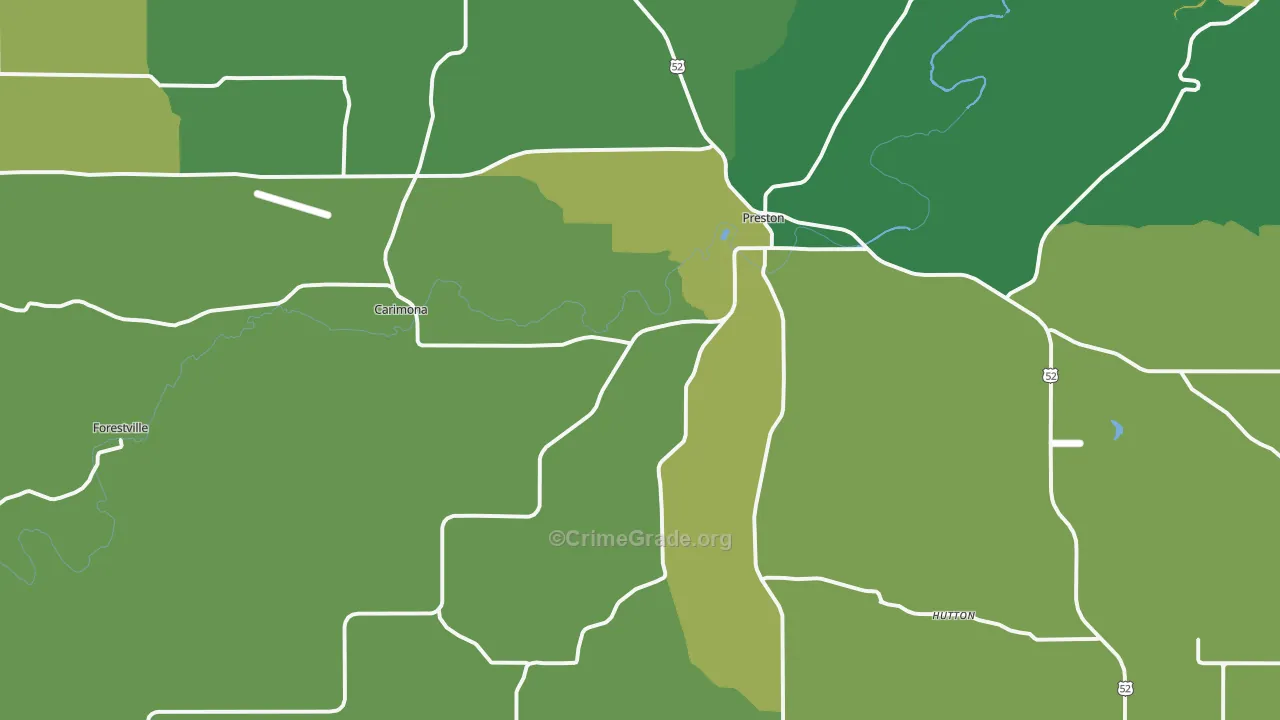 55965, MN Map of Vehicle Theft Rates