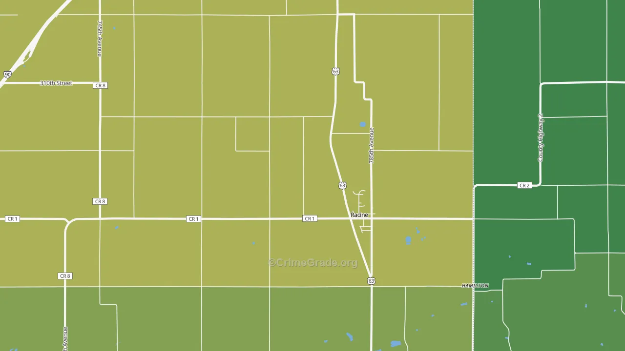55967, MN Map of Vehicle Theft Rates