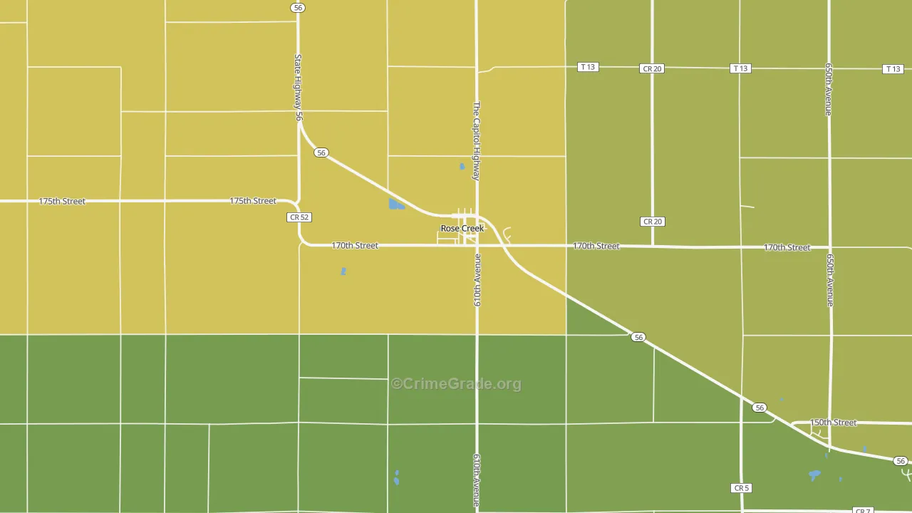 55970, MN Map of Vehicle Theft Rates