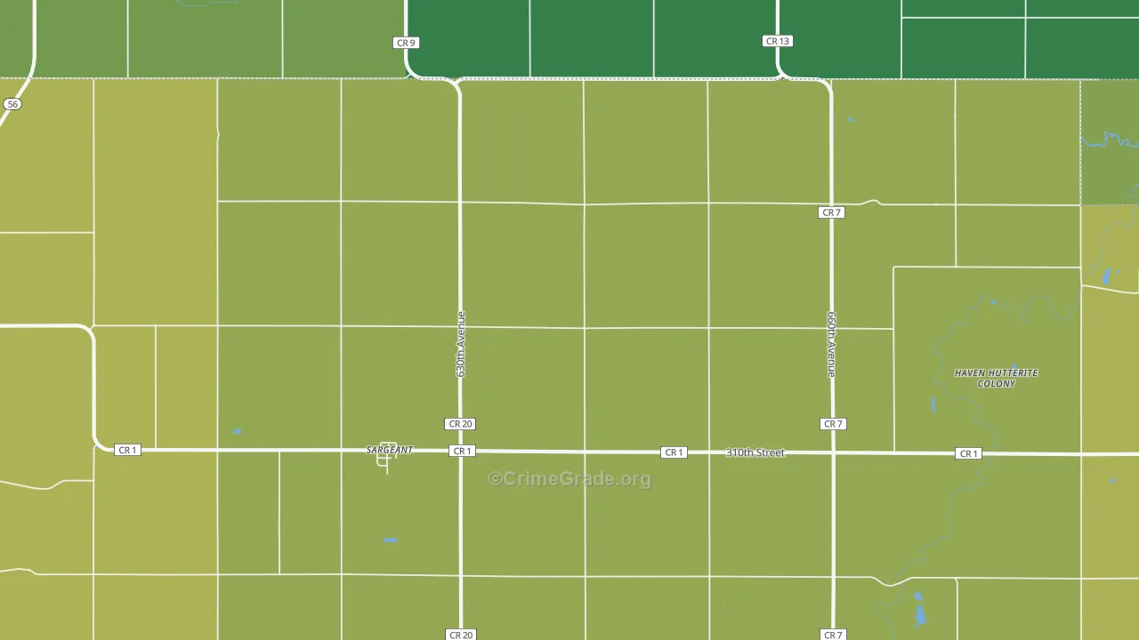 55973, MN Map of Vehicle Theft Rates