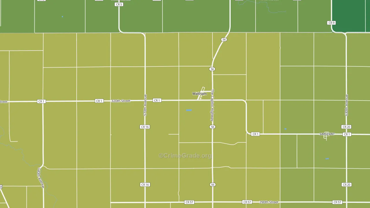 55982, MN Map of Vehicle Theft Rates