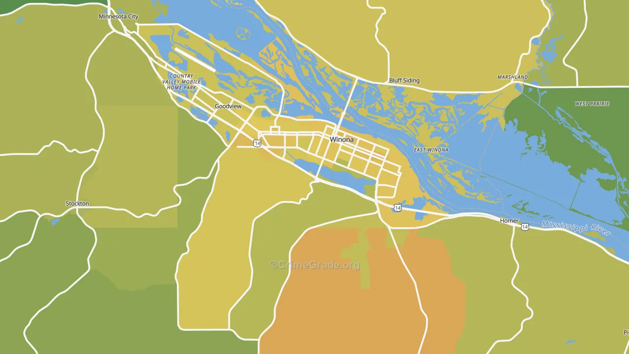55987, MN Map of Vehicle Theft Rates