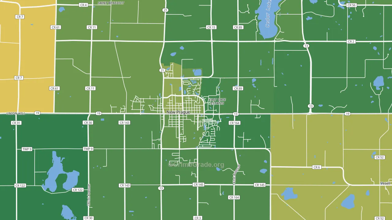 56071, MN Map of Vehicle Theft Rates