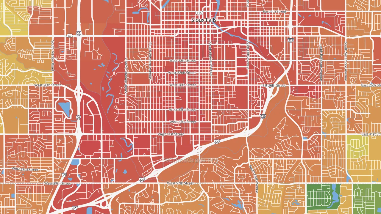 57105, SD Map of Vehicle Theft Rates
