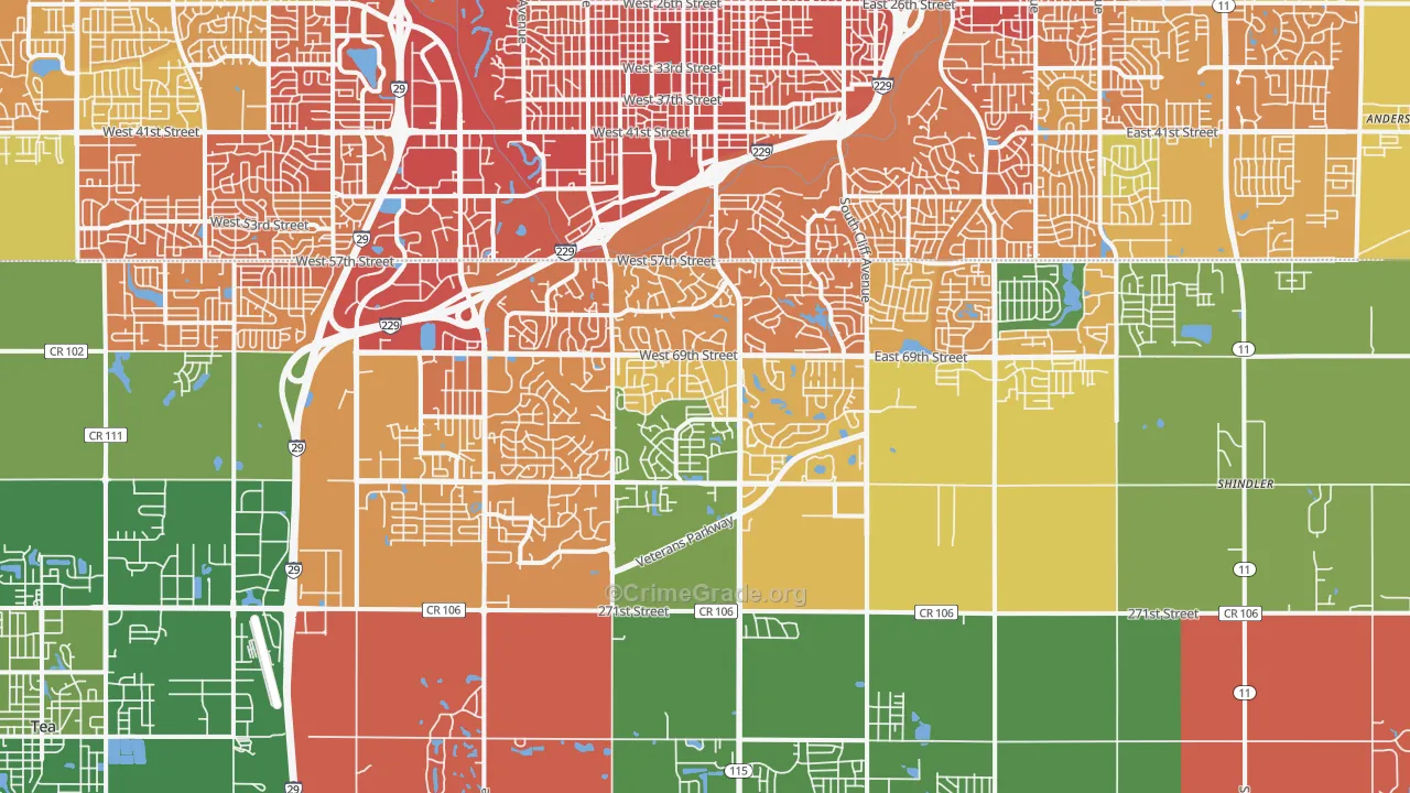 57108, SD Map of Vehicle Theft Rates