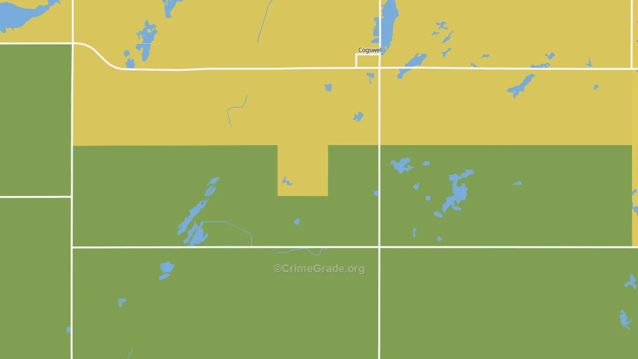 58017, ND Map of Vehicle Theft Rates