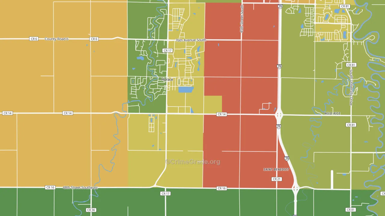 58047, ND Map of Vehicle Theft Rates
