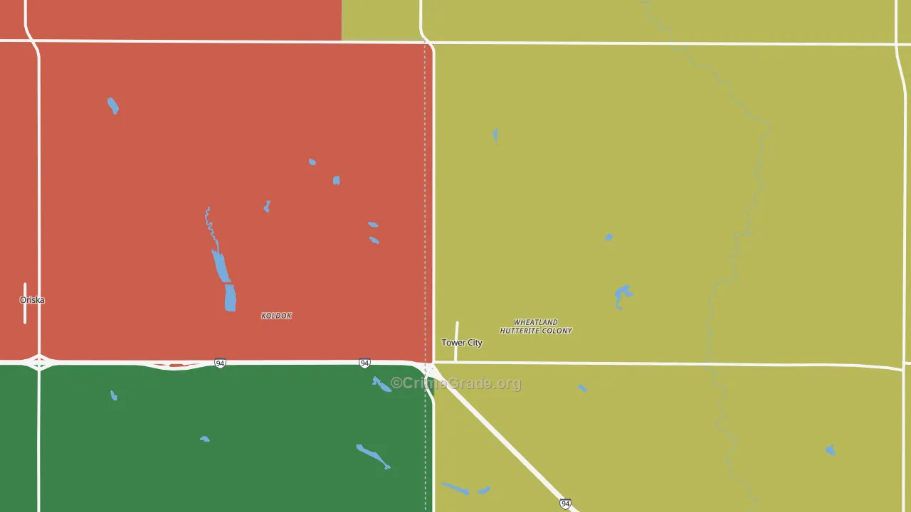 58071, ND Map of Vehicle Theft Rates