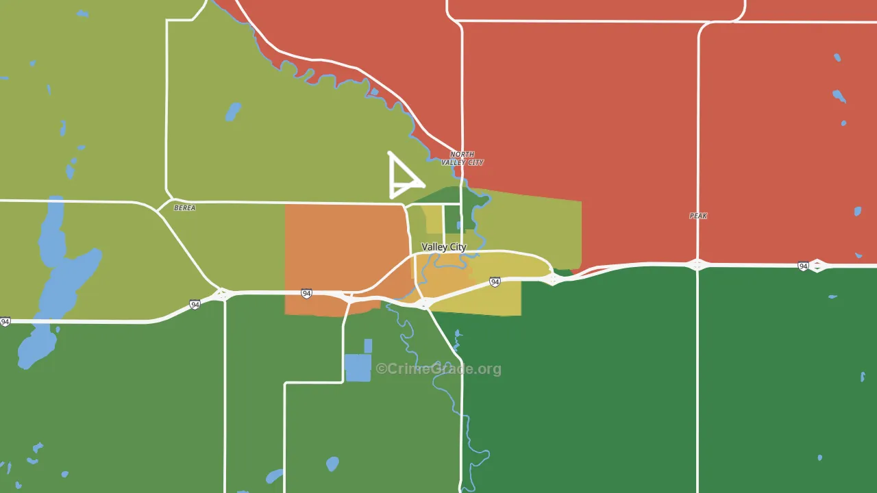58072, ND Map of Vehicle Theft Rates
