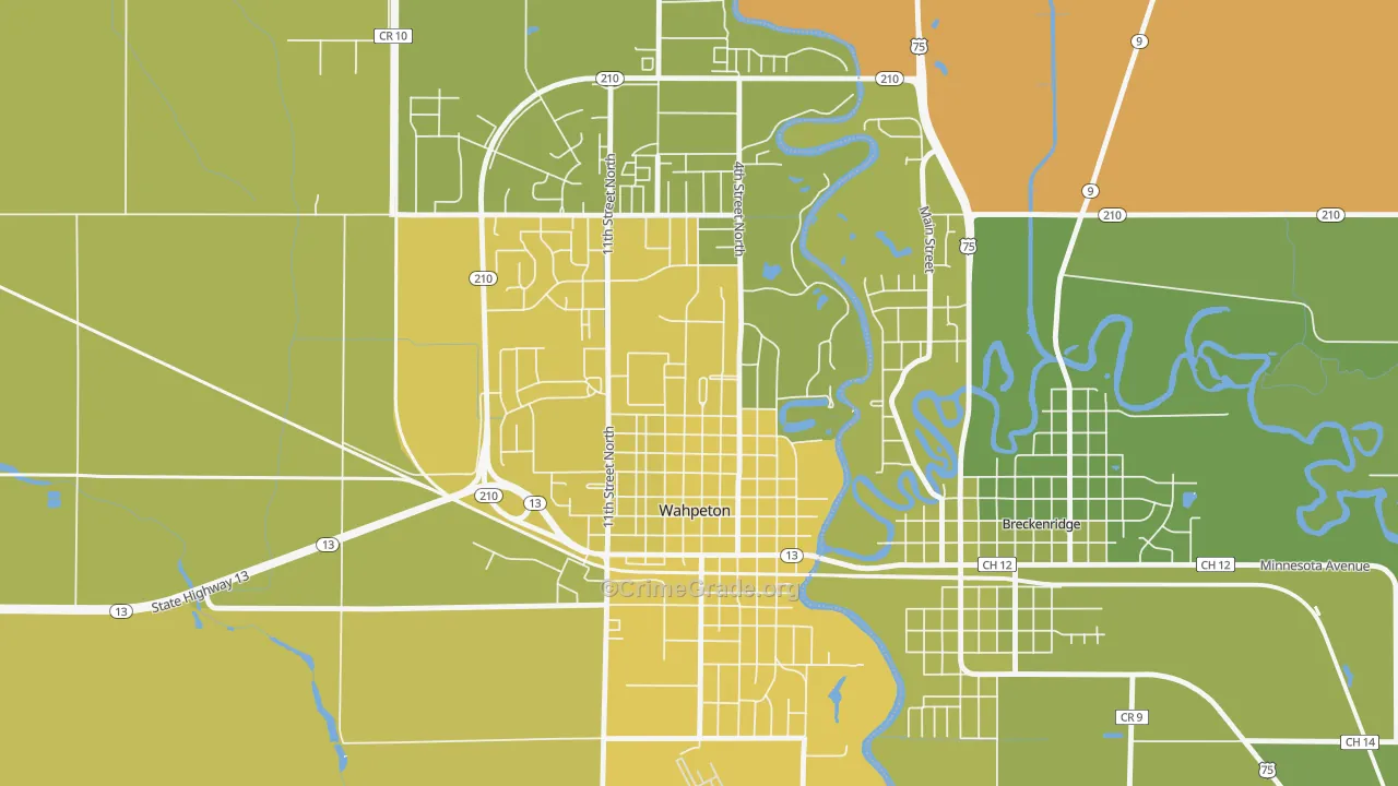 58076, ND Map of Vehicle Theft Rates