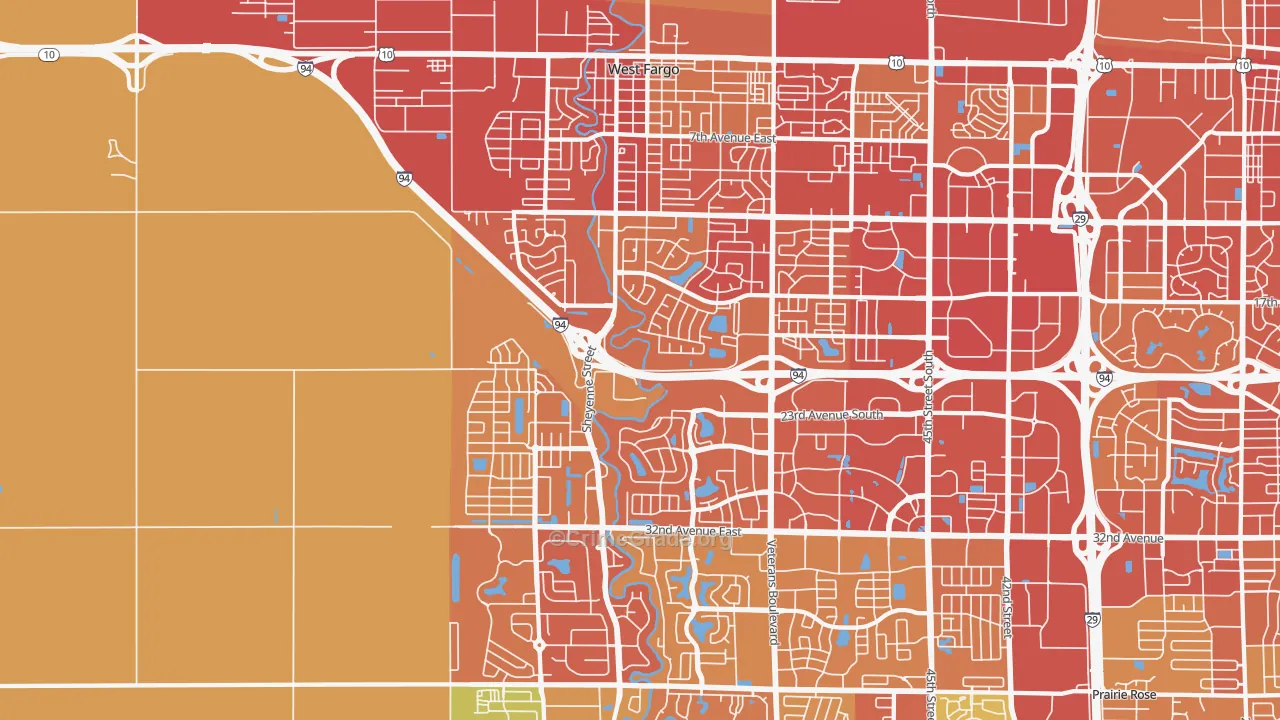 58078, ND Map of Vehicle Theft Rates