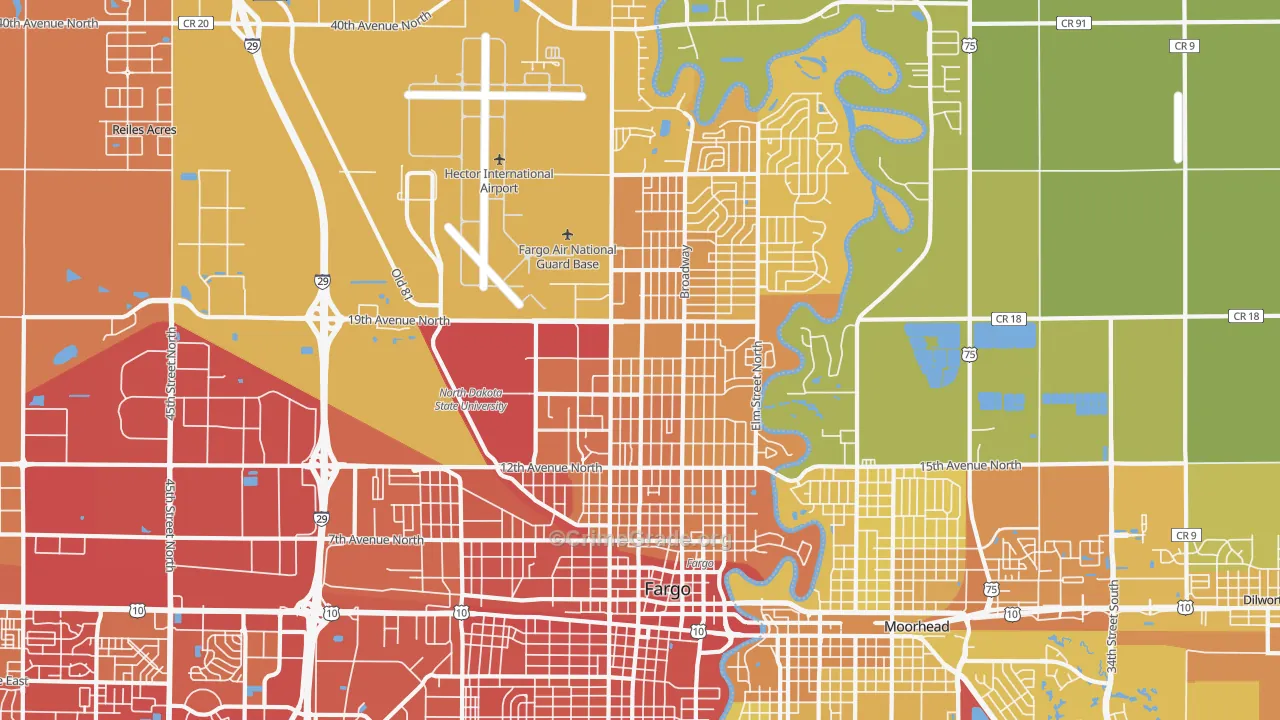 58102, ND Map of Vehicle Theft Rates