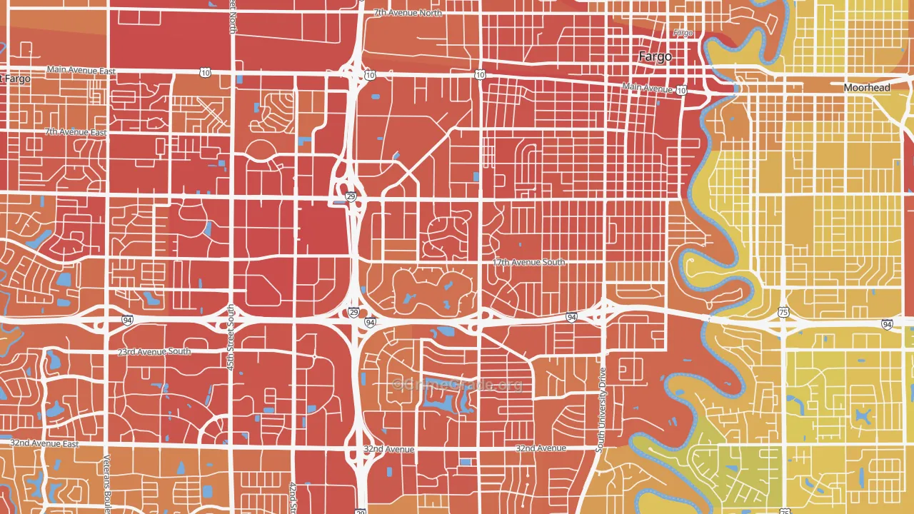 58103, ND Map of Vehicle Theft Rates