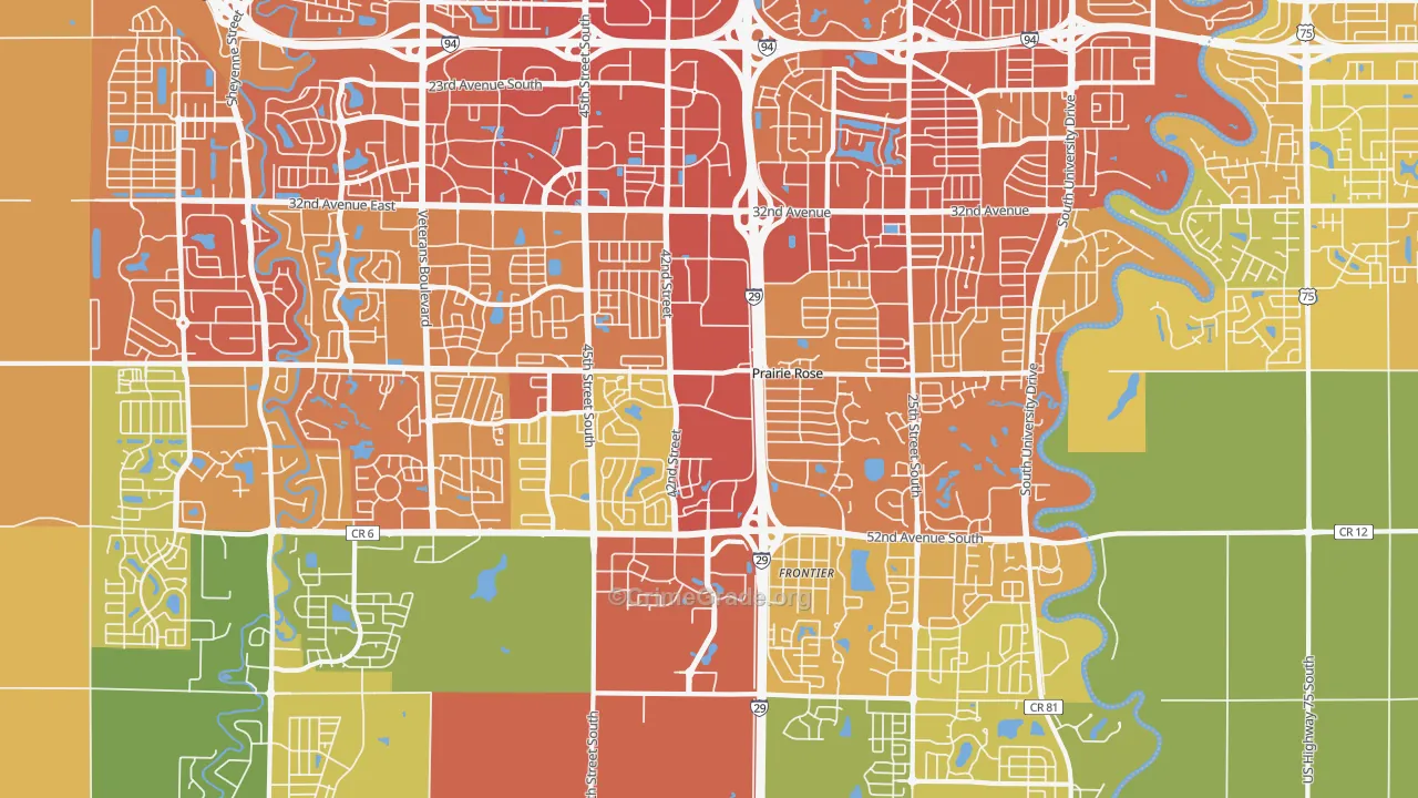 58104, ND Map of Vehicle Theft Rates