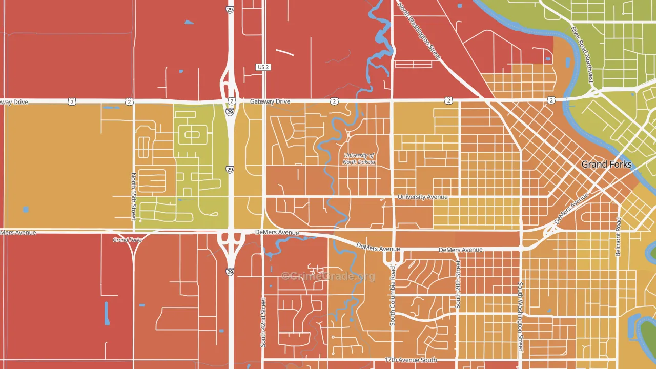 58202, ND Map of Vehicle Theft Rates
