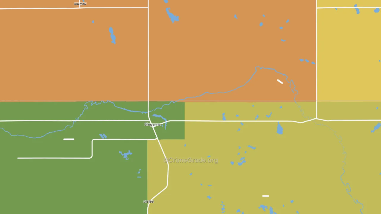 58374, ND Map of Vehicle Theft Rates