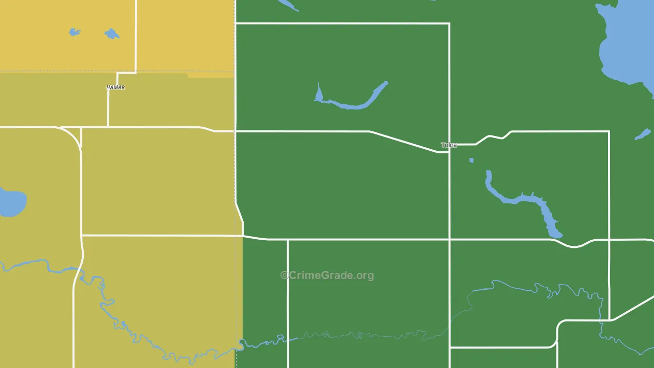58380, ND Map of Vehicle Theft Rates