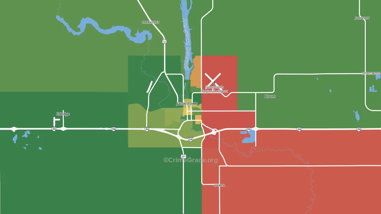 58401, ND Map of Vehicle Theft Rates