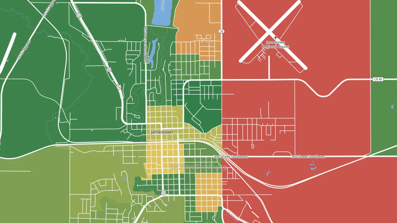 58405, ND Map of Vehicle Theft Rates