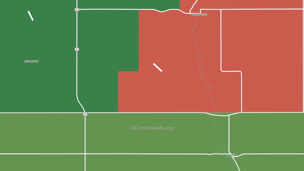 58472, ND Map of Vehicle Theft Rates