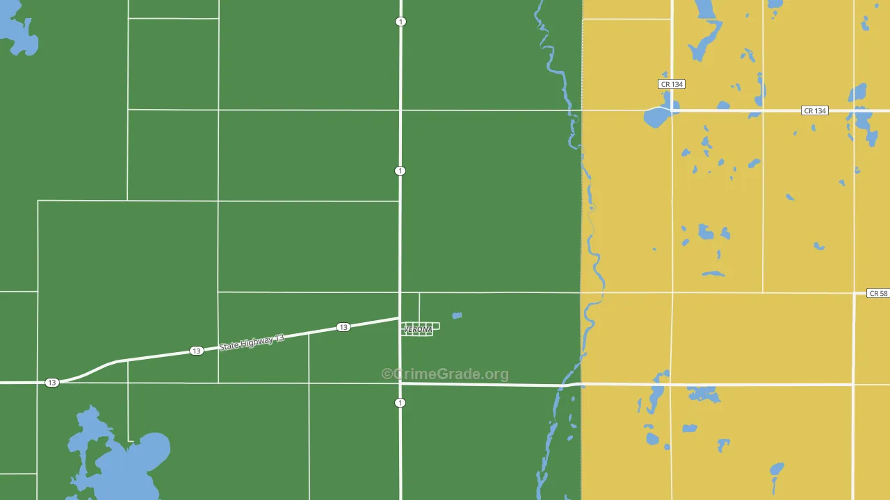 58490, ND Map of Vehicle Theft Rates