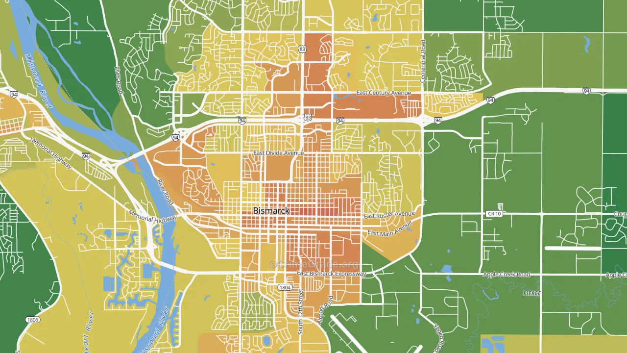 58501, ND Map of Vehicle Theft Rates