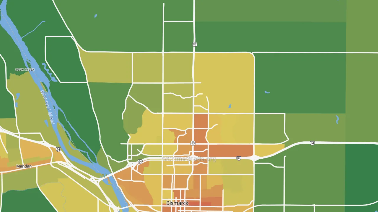 58503, ND Map of Vehicle Theft Rates