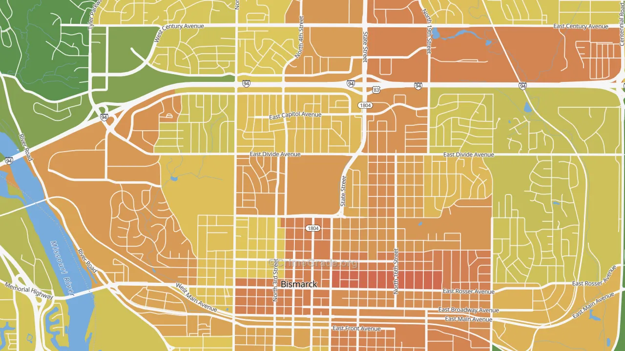 58505, ND Map of Vehicle Theft Rates