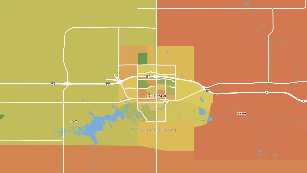 58601, ND Map of Vehicle Theft Rates