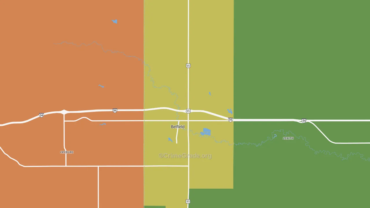 58622, ND Map of Vehicle Theft Rates