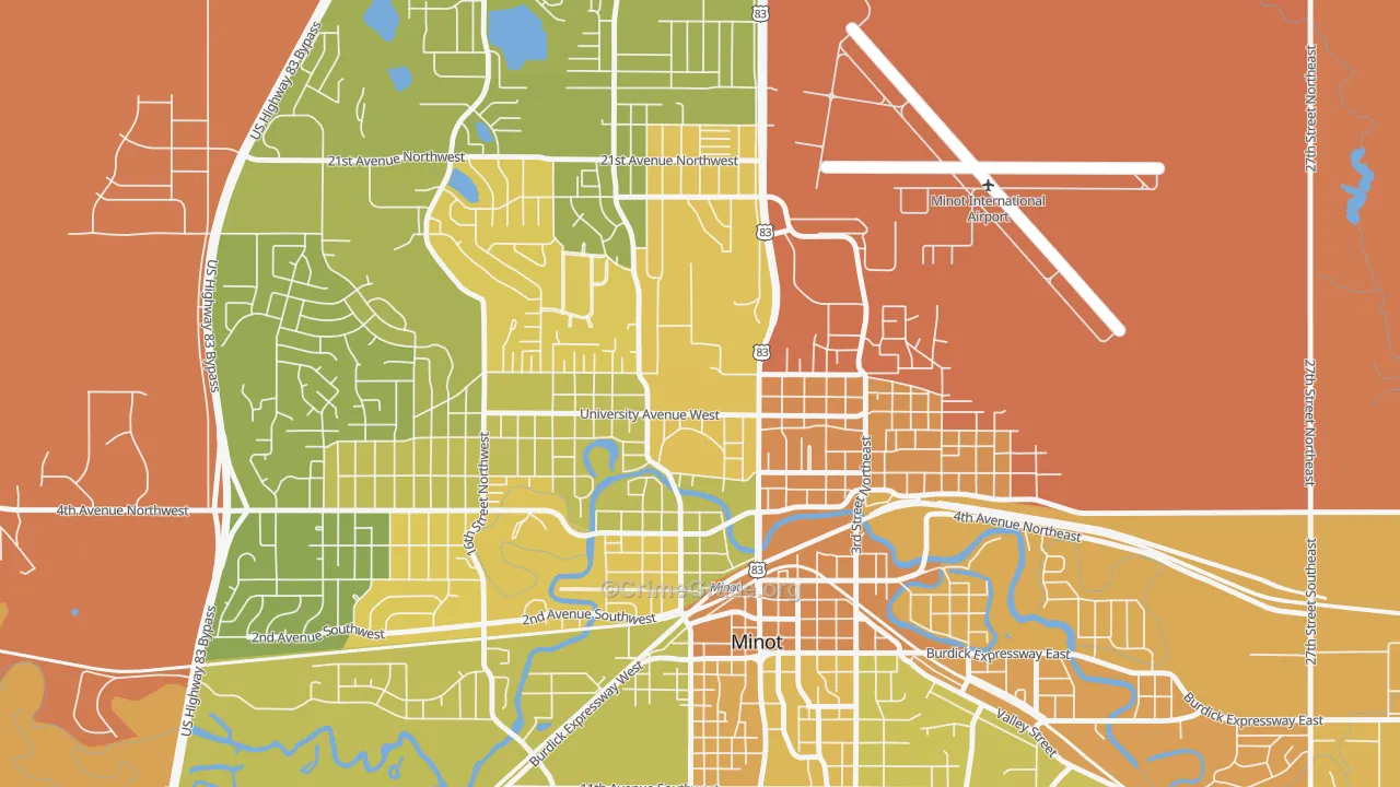 58707, ND Map of Vehicle Theft Rates