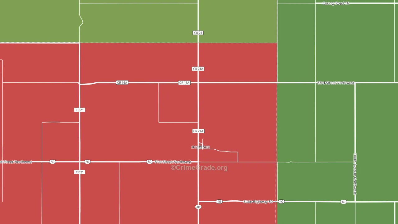 58755, ND Map of Vehicle Theft Rates